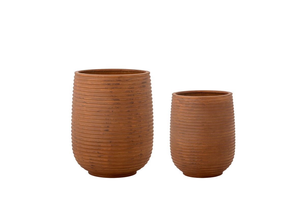 Luxusbetten24 Rustea Blumentopf-Set in Braun Rostoptik, 2‑teilig