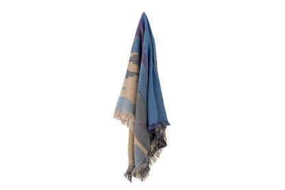 Überwurfdecke Mijal 160x130 Premium Blau aus recycelter Baumwolle