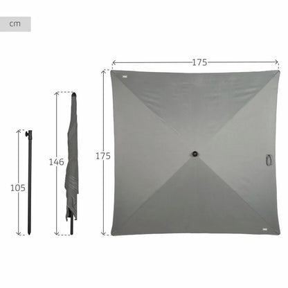 Aktive Parasol Cuadrado de Jardín Gris Con Mástil Centrado