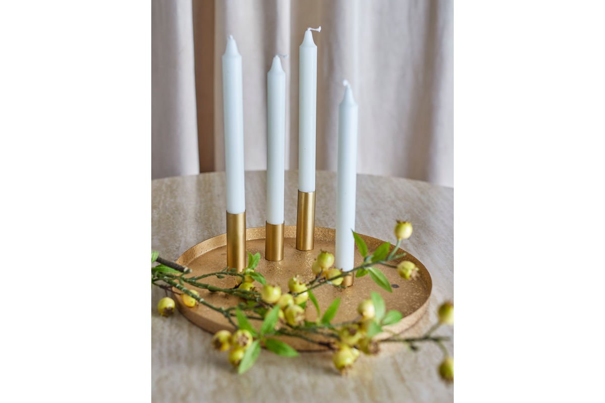 Luxusbetten24 Virela Adventskerzenhalter Metall Goldoptik 7‑teiliges Set Weihnachten