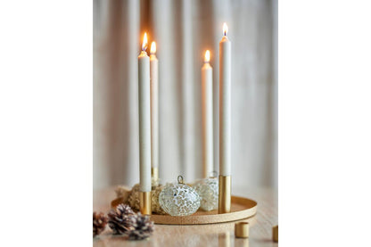Luxusbetten24 Virela Adventskerzenhalter Metall Goldoptik 7‑teiliges Set Weihnachten