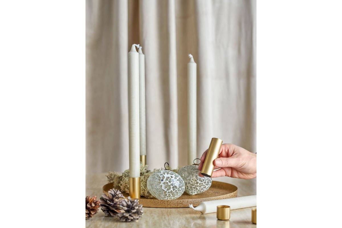 Luxusbetten24 Virela Adventskerzenhalter Metall Goldoptik 7‑teiliges Set Weihnachten