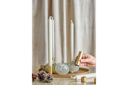 Luxusbetten24 Virela Adventskerzenhalter Metall Goldoptik 7‑teiliges Set Weihnachten