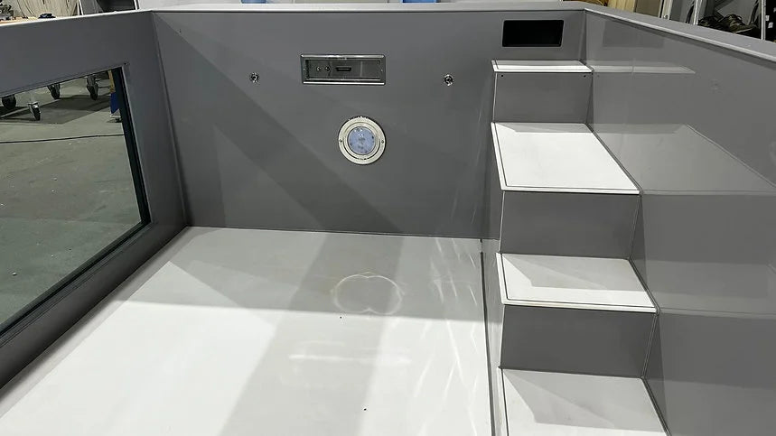 MBH Container Polypropylen Pool 6,5×2,55 m mit Panorama-Fenster und Wärmepumpe