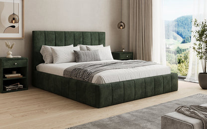 Designer Polsterbett Maja in Cord mit Stauraum