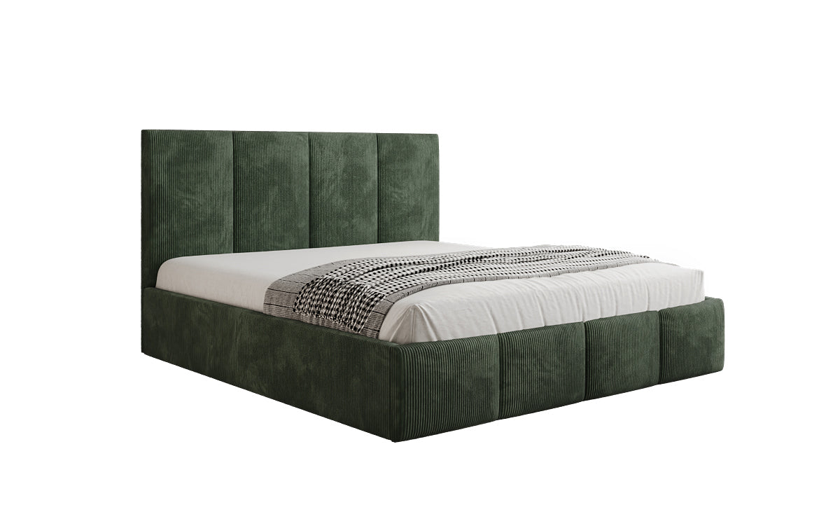 Mina Designer Polsterbett Cord – 140 × 200 cm, wählbare Kopfteilhöhe, Farben