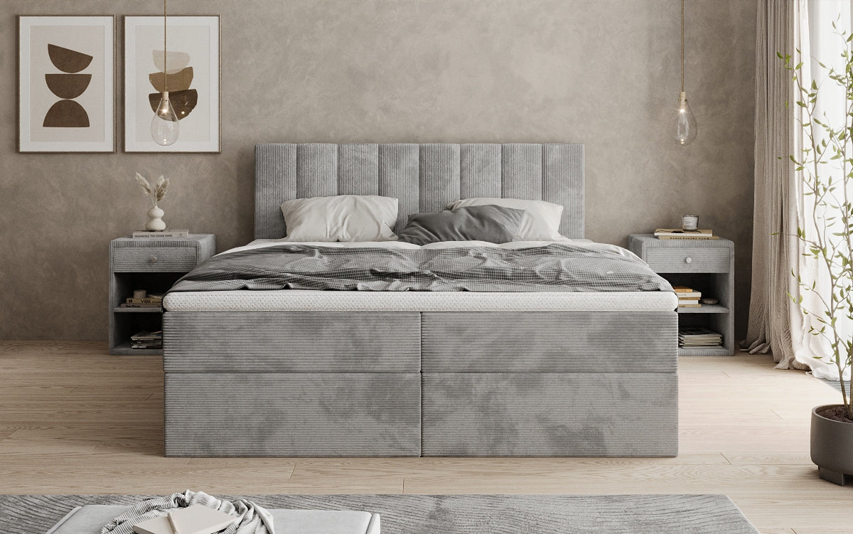 Luxusbetten24 Sofia Boxspringbett Cord mit Stauraum