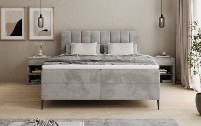 Boxspringbett Lucca in Cord mit Stauraum und Füßen