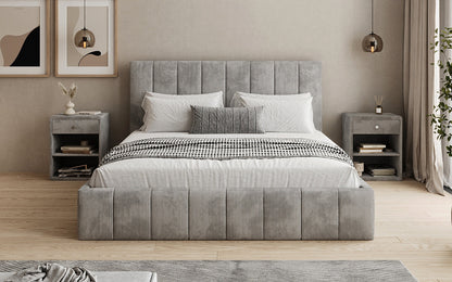 Designer Polsterbett Maja in Cord mit Stauraum