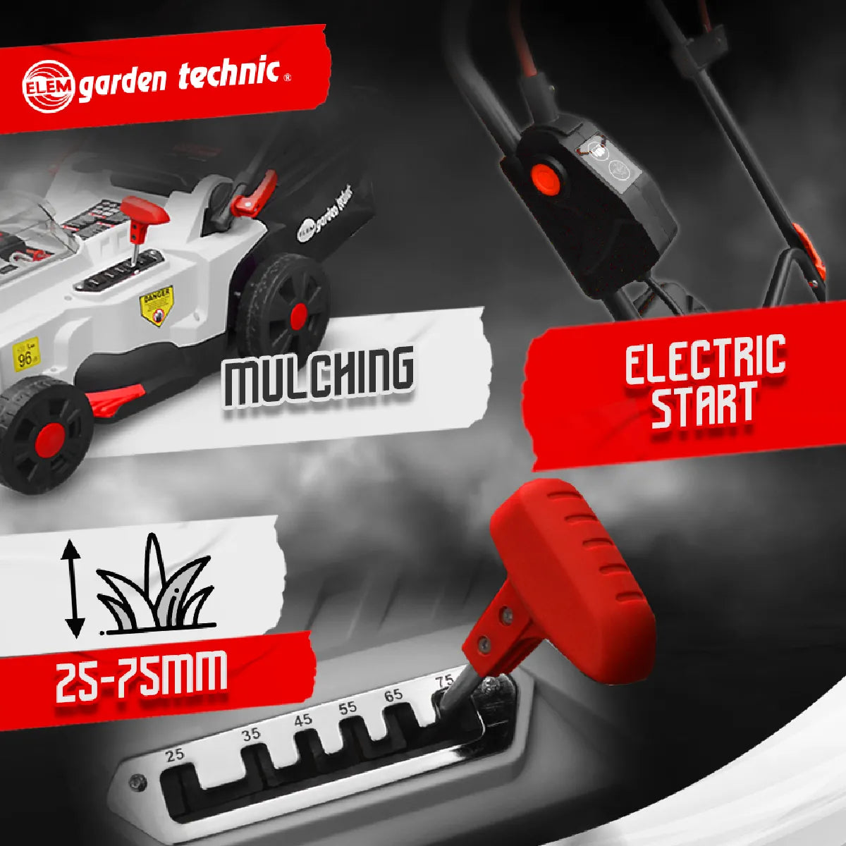 Elem Garden Technic 40V Cortacésped Eléctrico Baterías 4 Ah