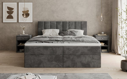 Luxusbetten24 Sofia Boxspringbett Cord mit Stauraum