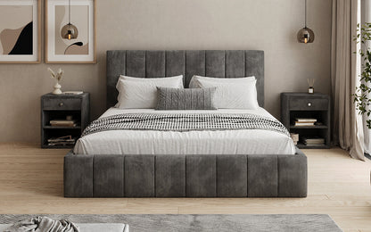 Designer Polsterbett Maja in Cord mit Stauraum