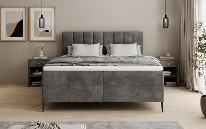 Boxspringbett Lucca in Cord mit Stauraum und Füßen