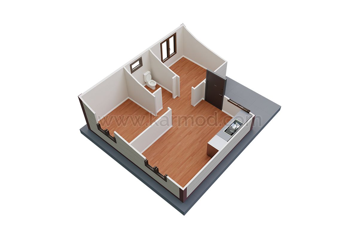 Karmod Casa Container 42 m² Balcone e Tetto Gablato