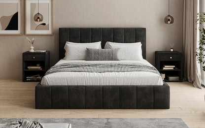 Designer Polsterbett Maja in Cord mit Stauraum
