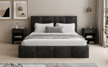 Mina Designer Polsterbett Cord – 140 × 200 cm, wählbare Kopfteilhöhe, Farben