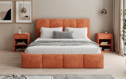 Mina Designer Polsterbett Cord – 140 × 200 cm, wählbare Kopfteilhöhe, Farben