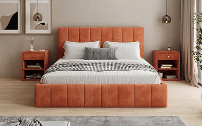 Designer Polsterbett Maja in Cord mit Stauraum