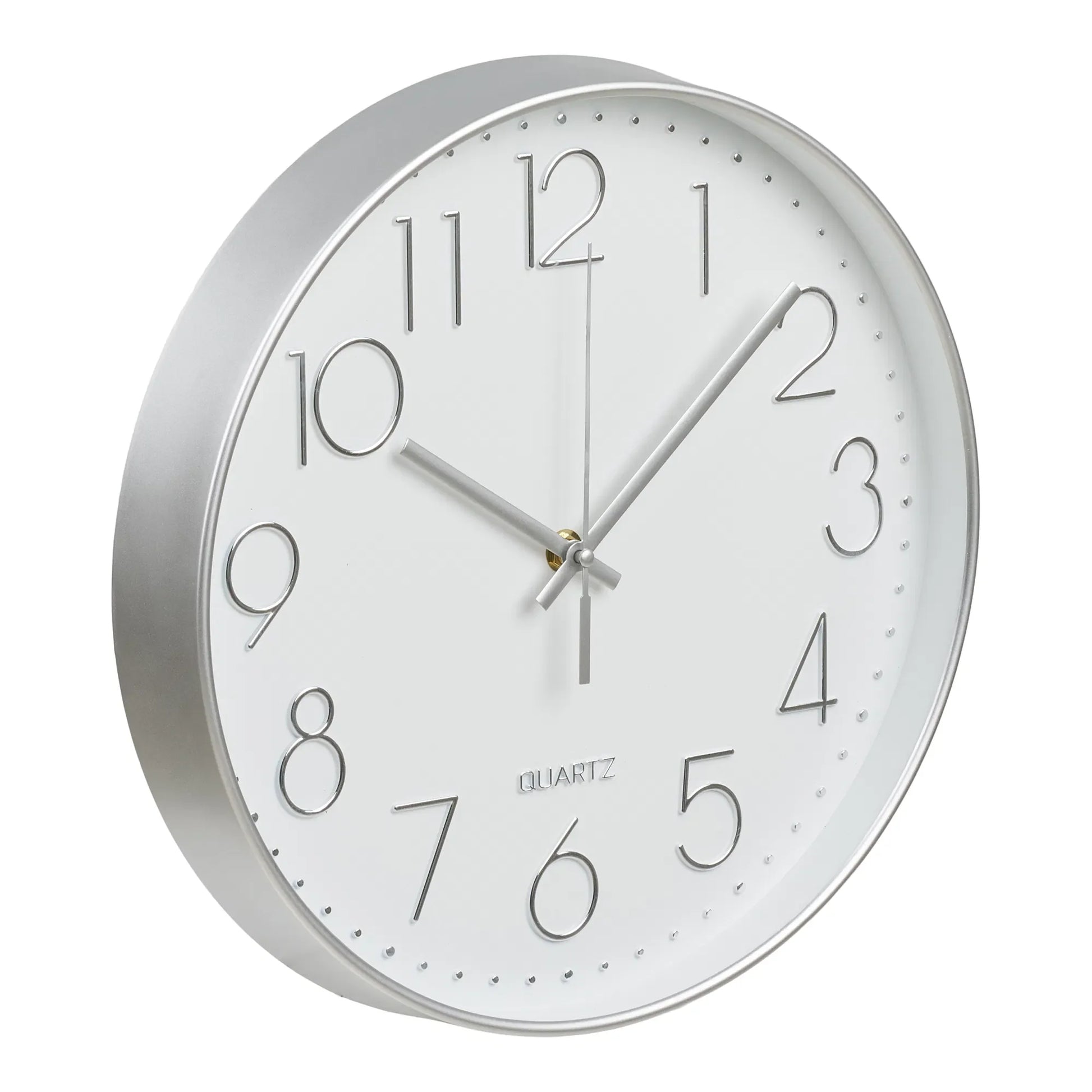 Wanduhr Osmirea – Leise mit Silberoptik Modern