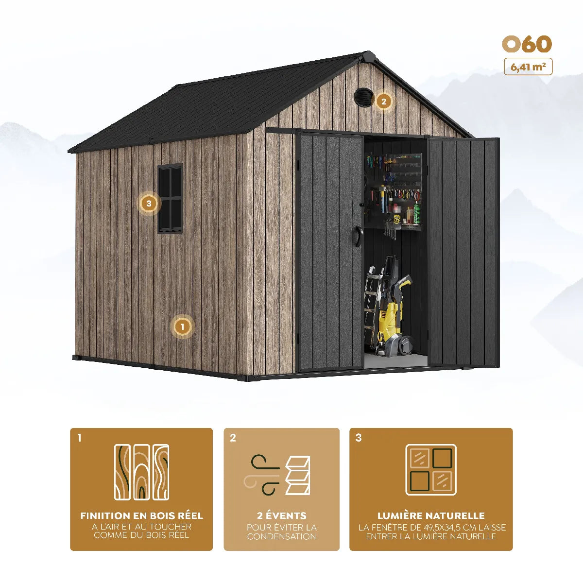 Abri Jardin Résine Hoggar Oak O60 MKR00013919285