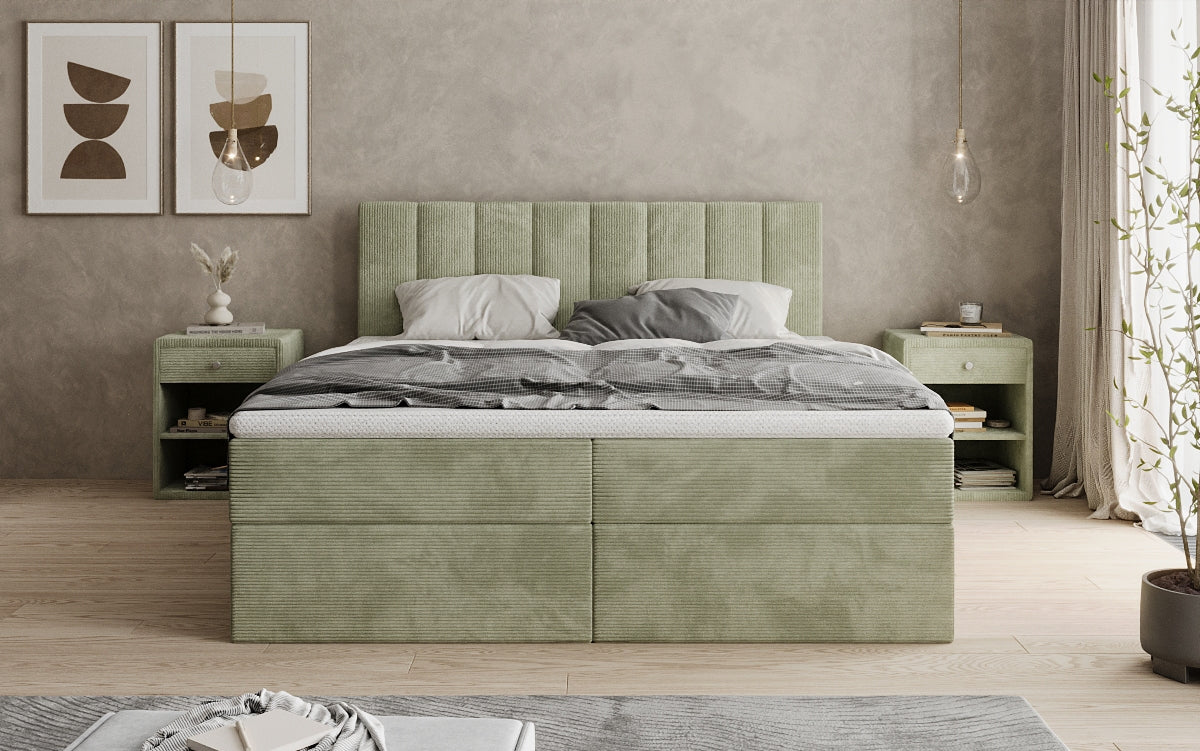 Luxusbetten24 Sofia Boxspringbett Cord mit Stauraum