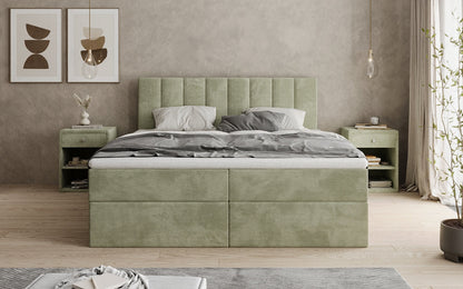 Luxusbetten24 Sofia Boxspringbett Cord mit Stauraum
