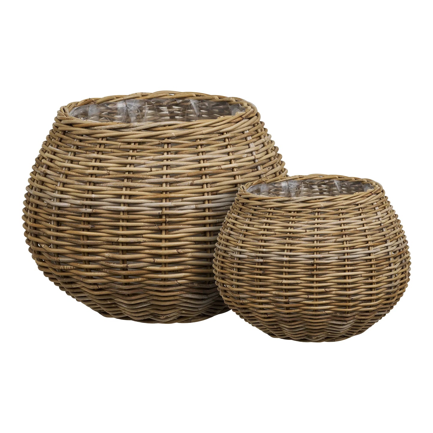 Luxusbetten24 Avenora Planzkorb aus Kubu‑Rattan 2er Set Natur