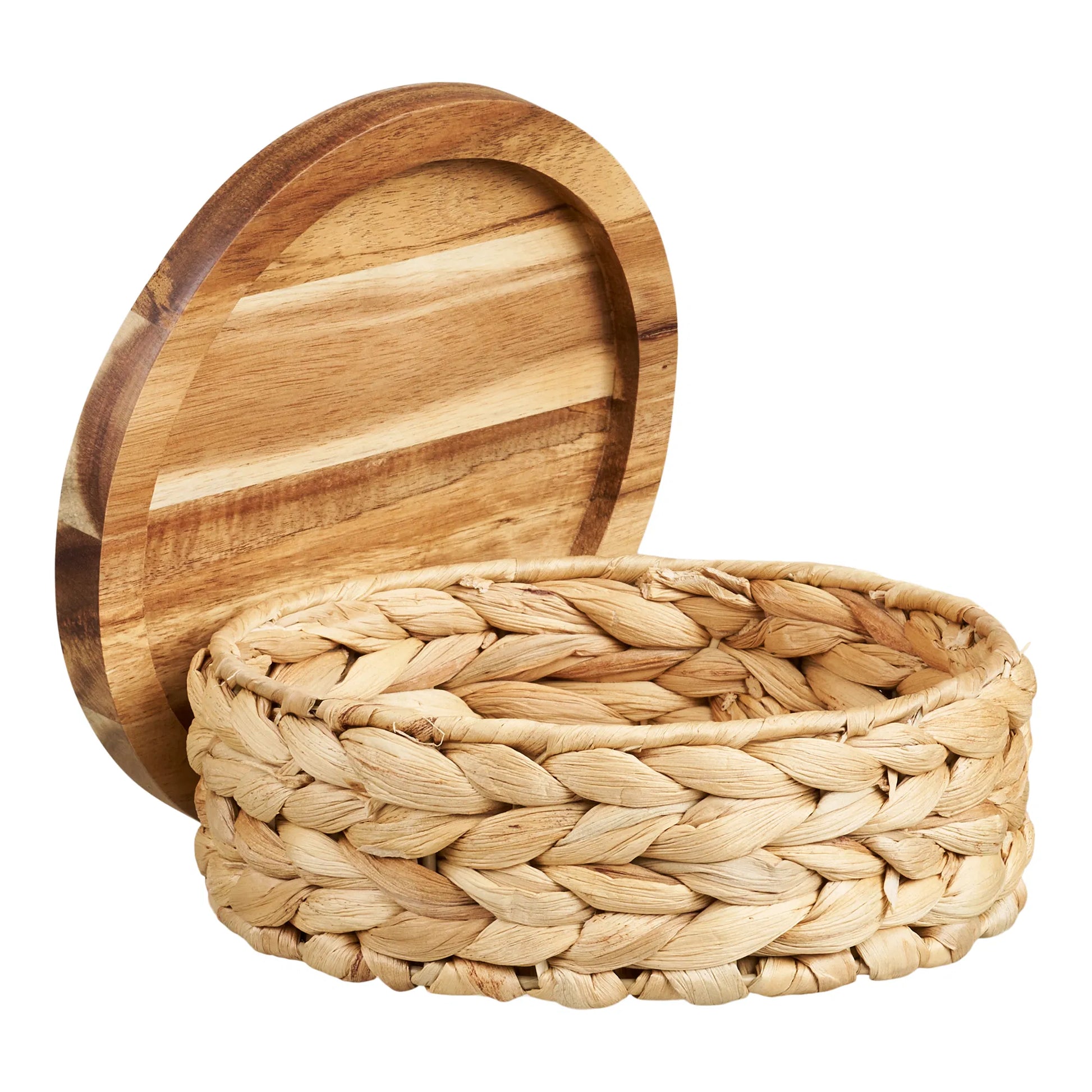 Vardina Aufbewahrungskörbe 3er Set mit Deckel aus Wasserhyazinthe, Natur