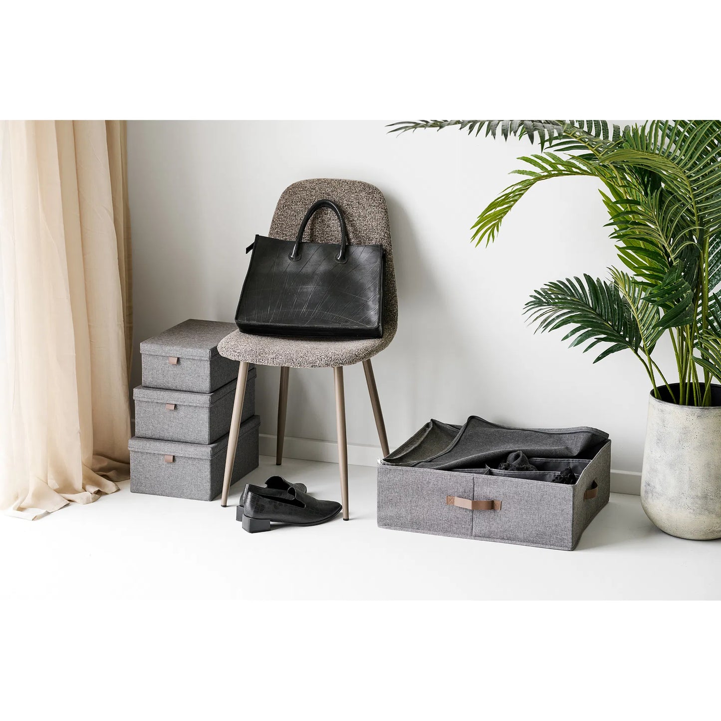 Luxusbetten24 Skandira Organizer mit Deckel, Grauer Farbe Design