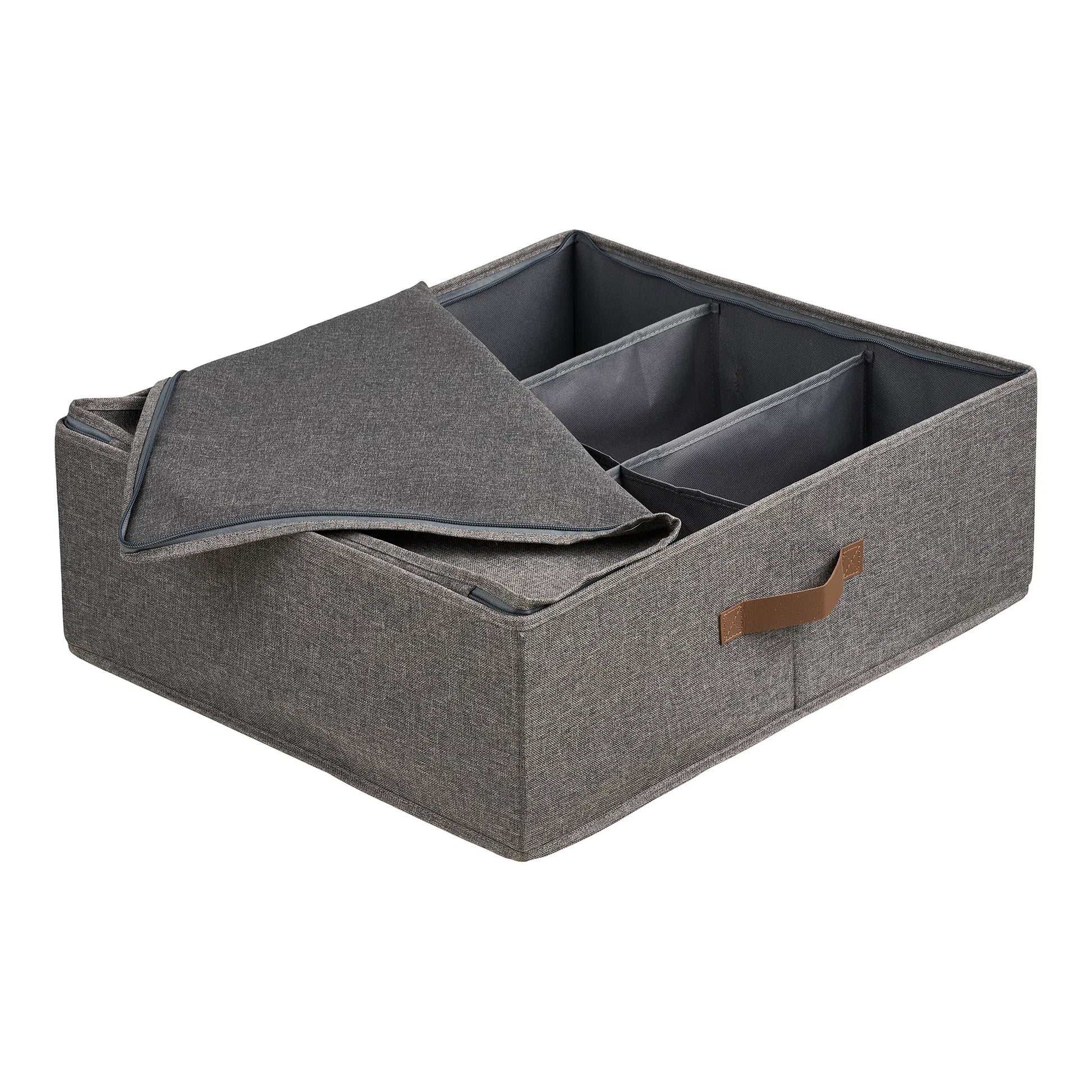 Luxusbetten24 Skandira Organizer mit Deckel, Grauer Farbe Design
