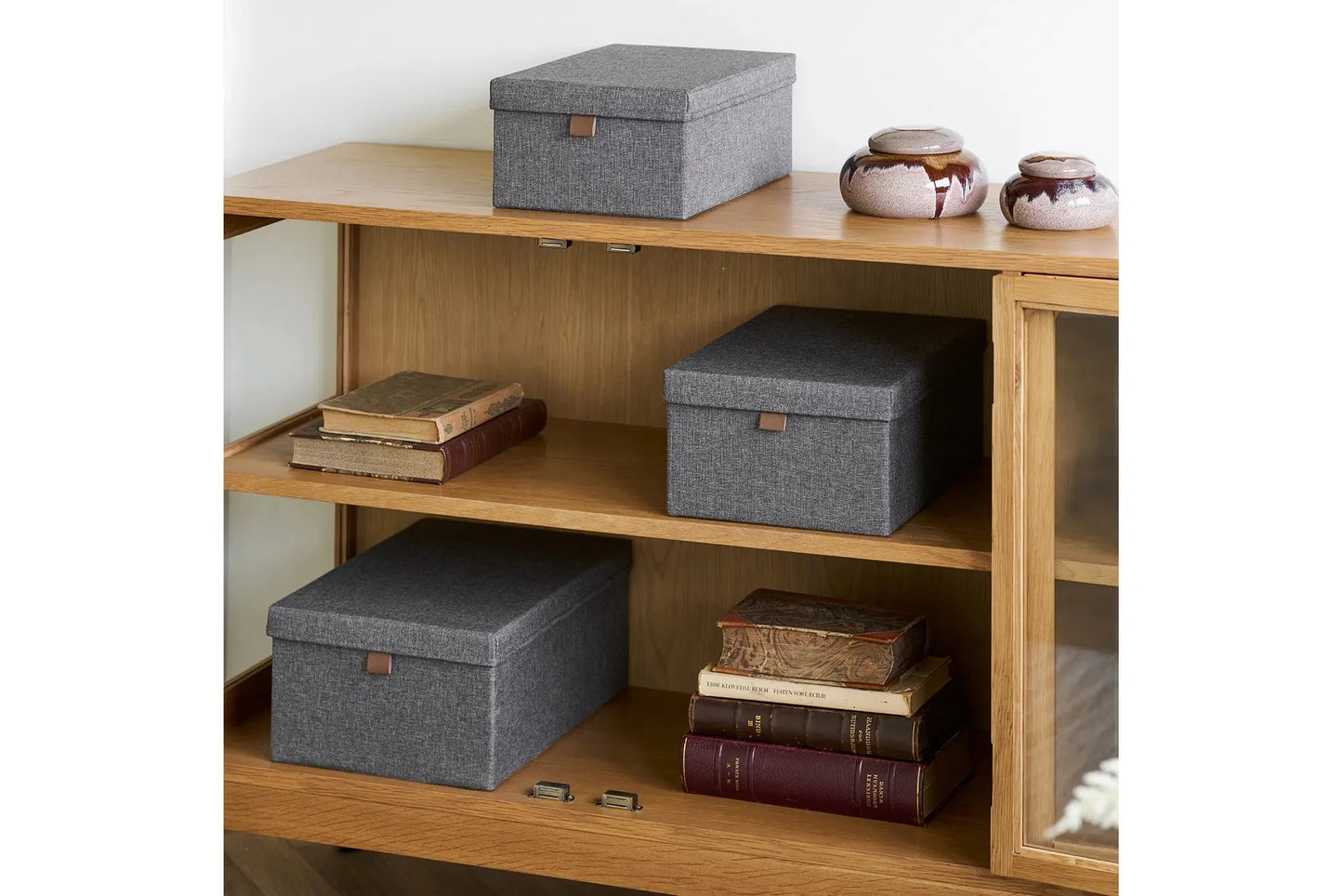 Velmoria Aufbewahrungsbox mit Deckel Grau 3er Set