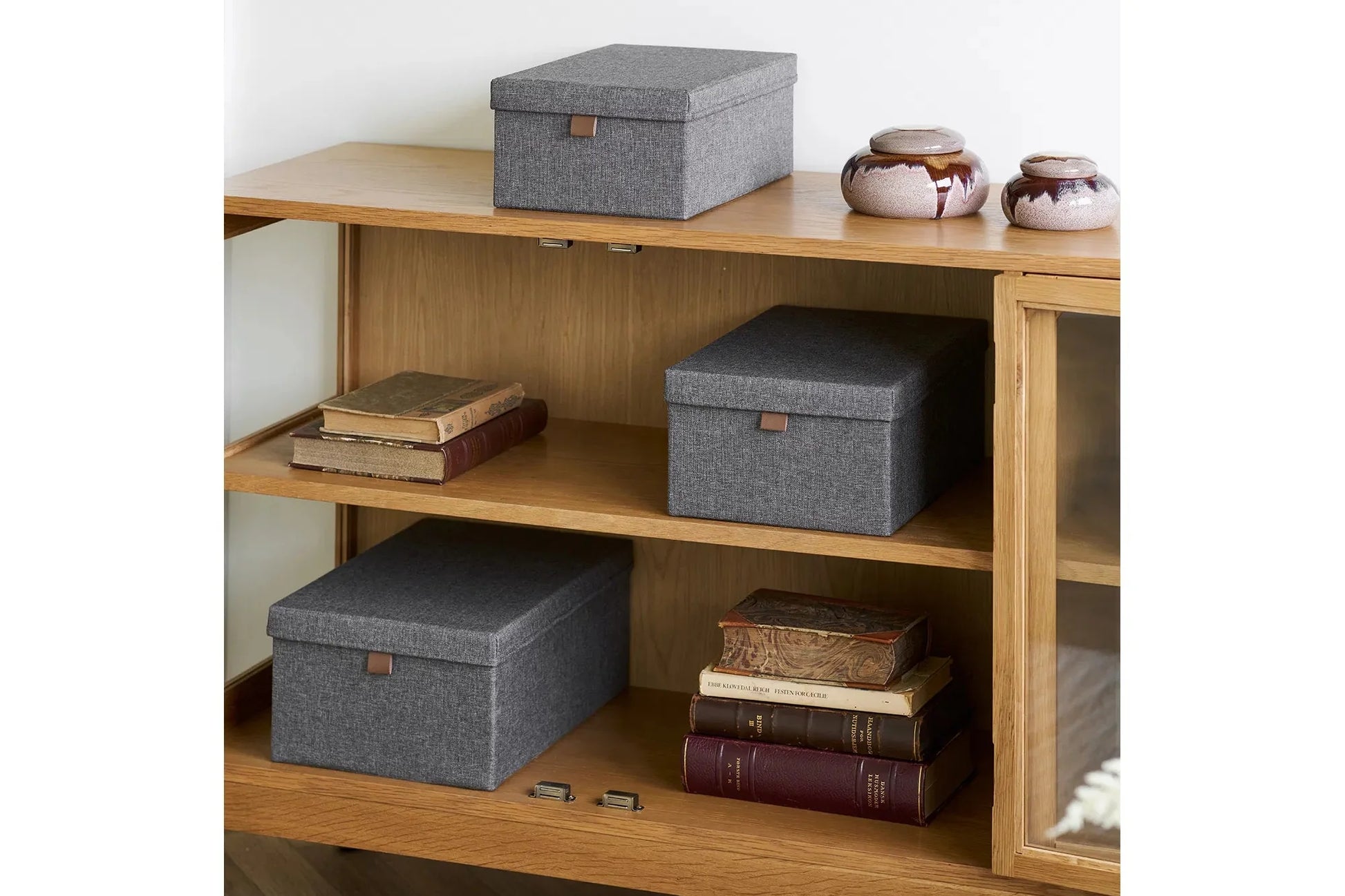 Velmoria Aufbewahrungsbox mit Deckel Grau 3er Set