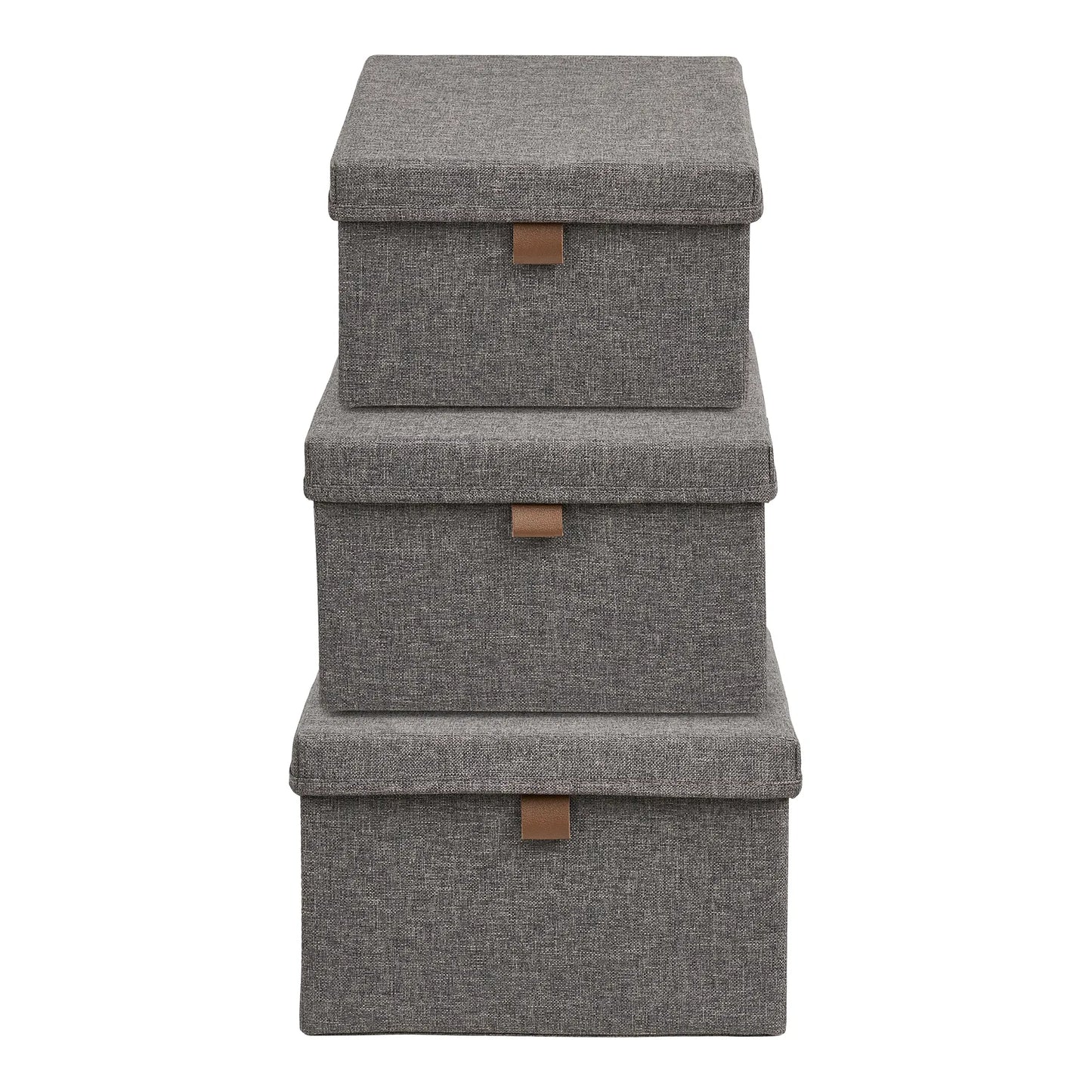 Velmoria Aufbewahrungsbox mit Deckel Grau 3er Set