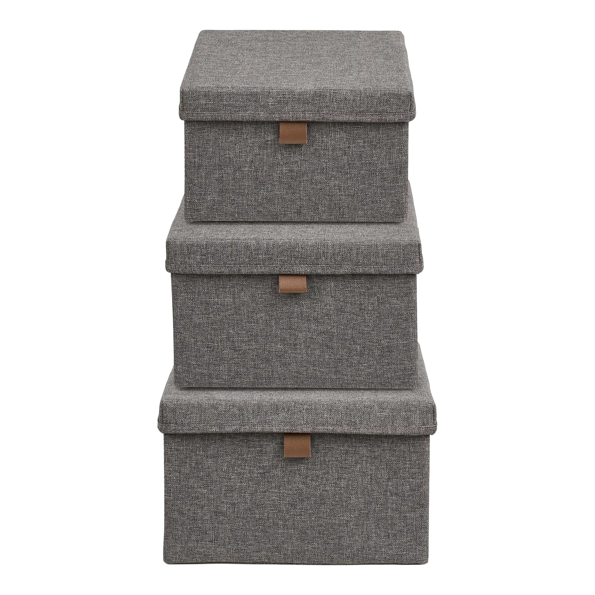 Velmoria Aufbewahrungsbox mit Deckel Grau 3er Set