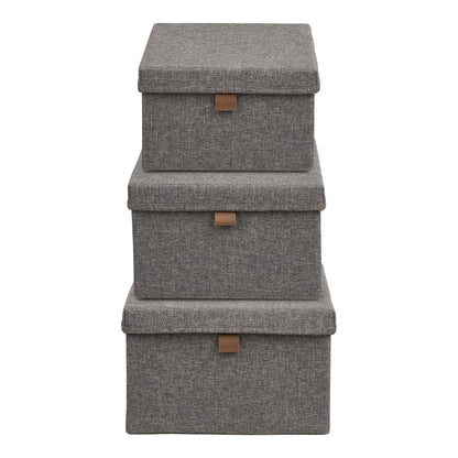 Velmoria Aufbewahrungsbox mit Deckel Grau 3er Set