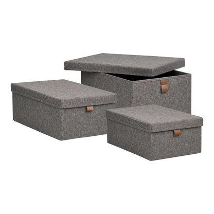 Velmoria Aufbewahrungsbox mit Deckel Grau 3er Set