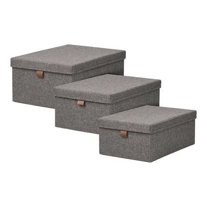Velmoria Aufbewahrungsbox mit Deckel Grau 3er Set