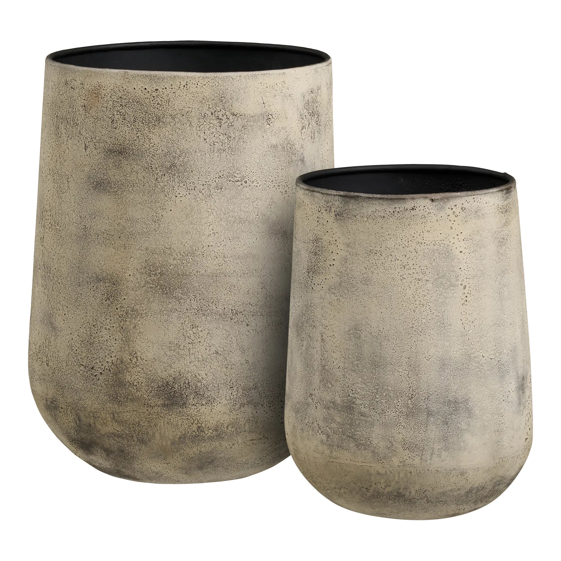 Luxusbetten24 Narvella Vase – Metall in antiker Beigeoptik (2er‑Set)