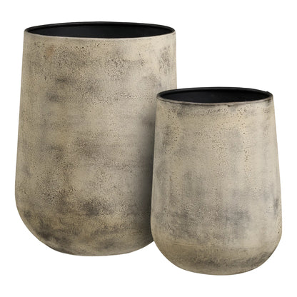 Luxusbetten24 Narvella Vase – Metall in antiker Beigeoptik (2er‑Set)