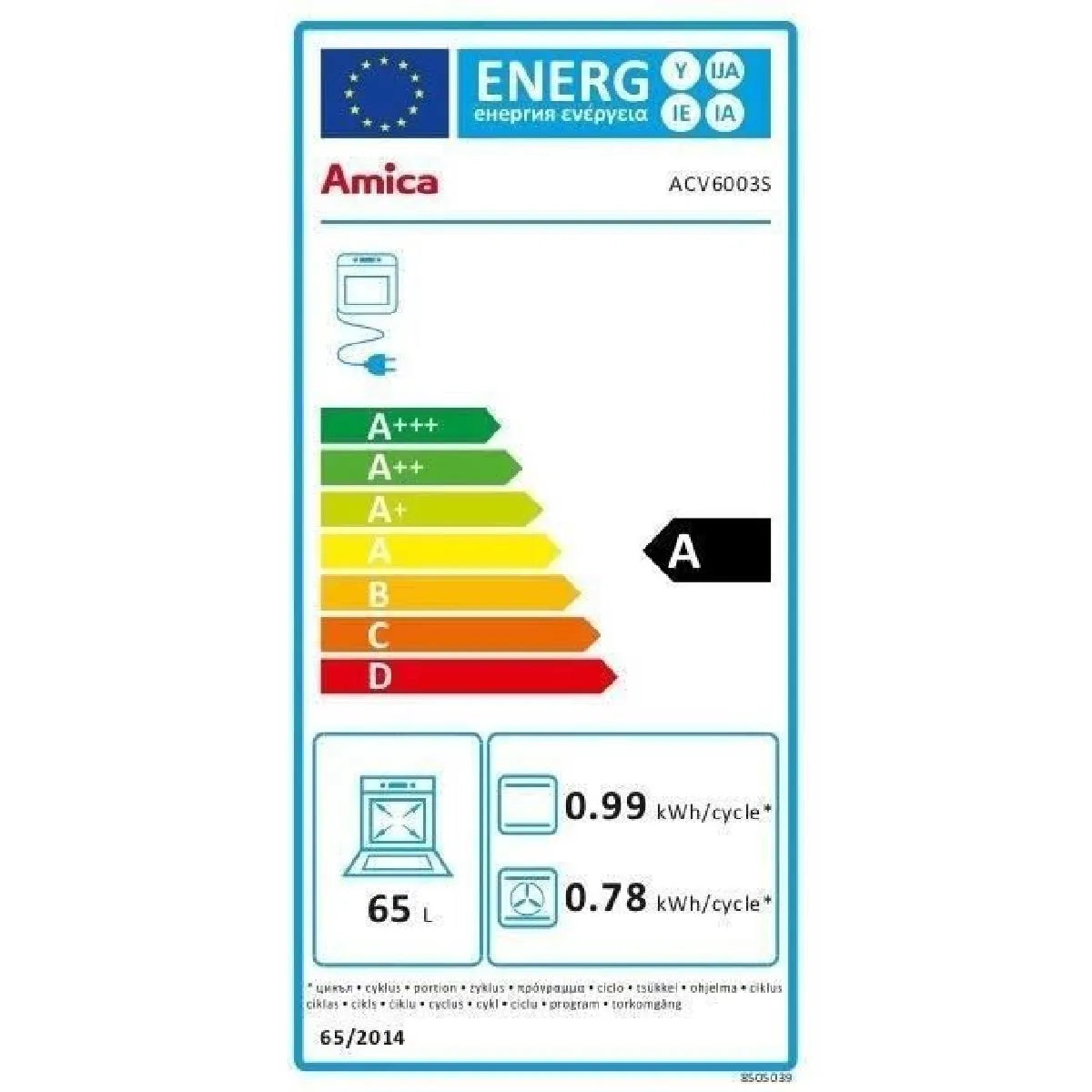 ALPECIN Amica ACV6003S Cocina Vitrocerámica 60×60 cm con Horno 65 L