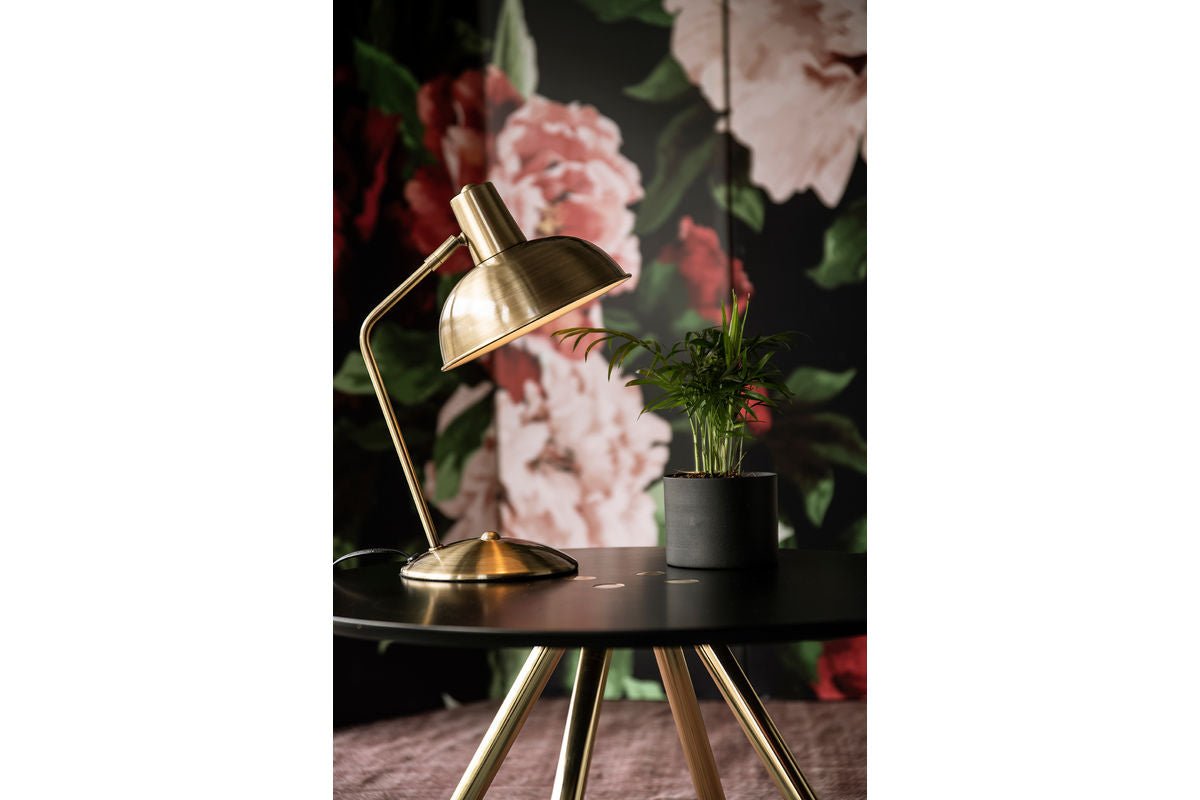 Oldschool Tischlampe – Gold Gebürstet, Klassischer Stil für Wohnzimmer