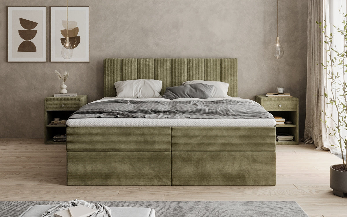 Luxusbetten24 Sofia Boxspringbett Cord mit Stauraum
