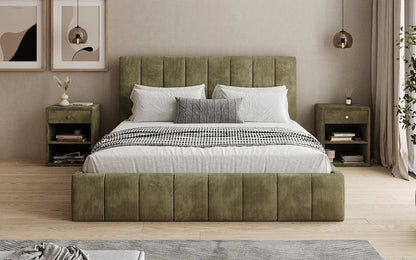 Designer Polsterbett Maja in Cord mit Stauraum