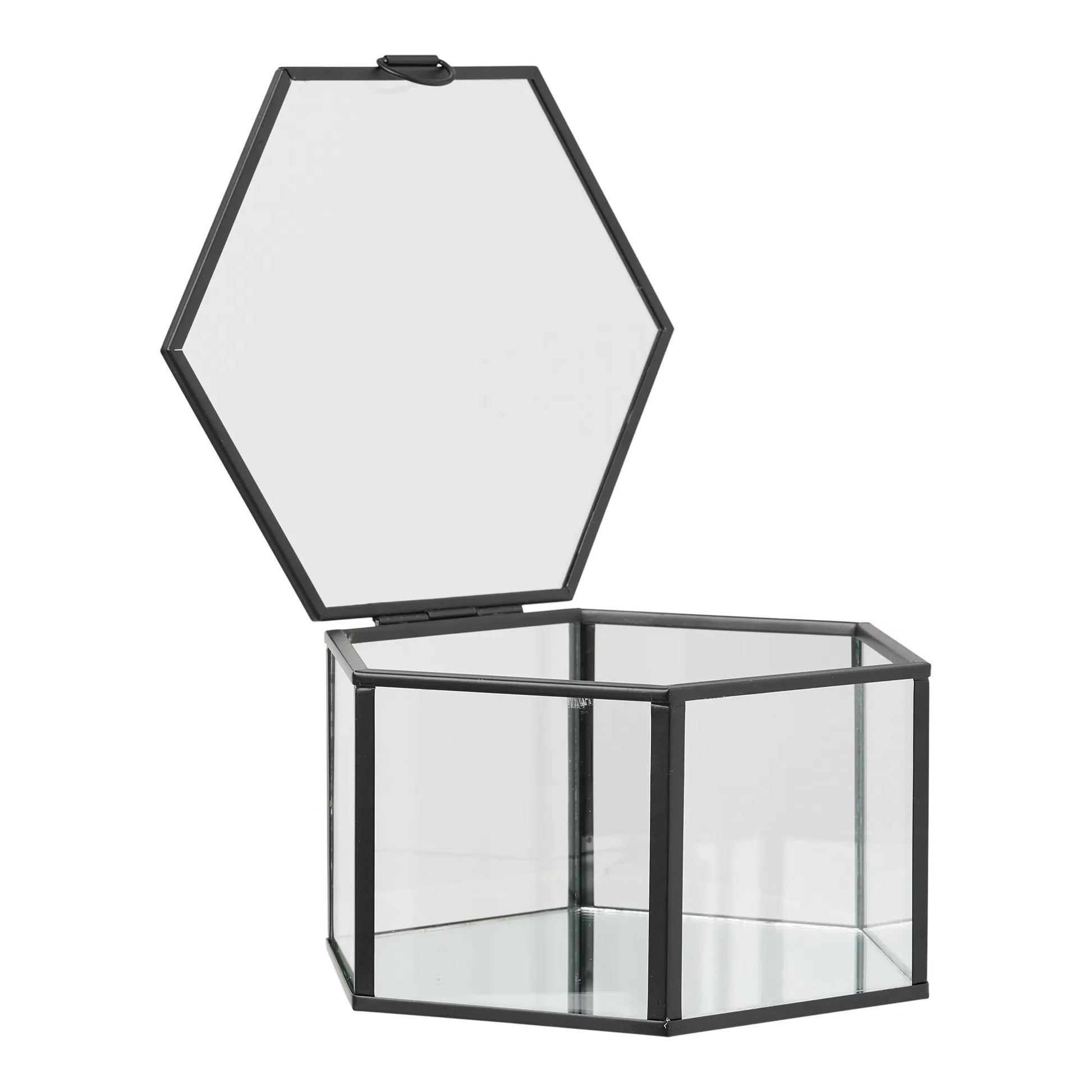 Varnelle Aufbewahrungsbox Glas Metallrahmen 2er Set Schwarz