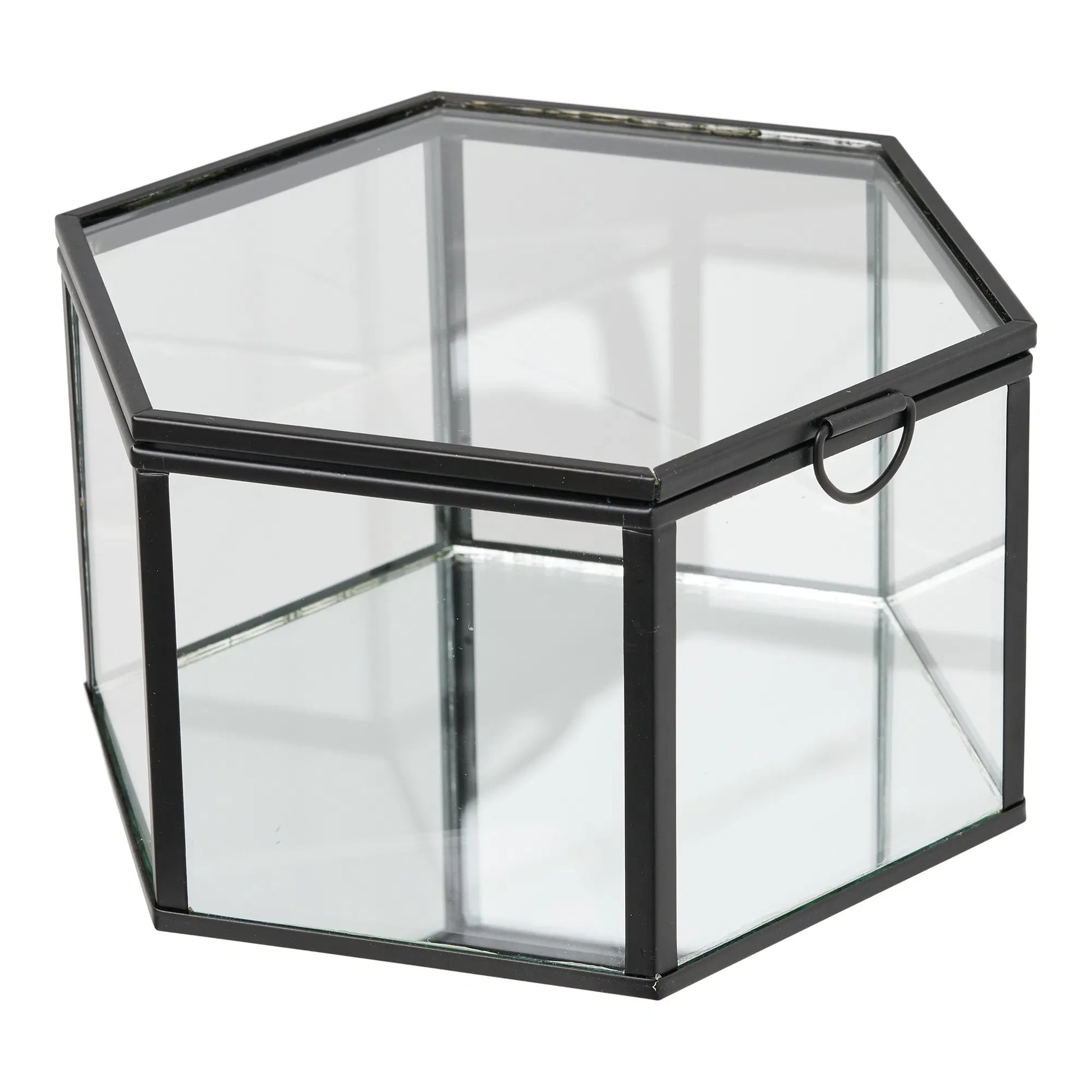 Varnelle Aufbewahrungsbox Glas Metallrahmen 2er Set Schwarz
