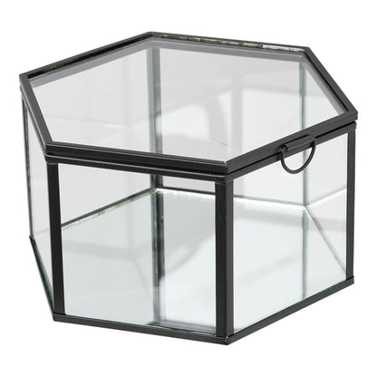 Varnelle Aufbewahrungsbox Glas Metallrahmen 2er Set Schwarz