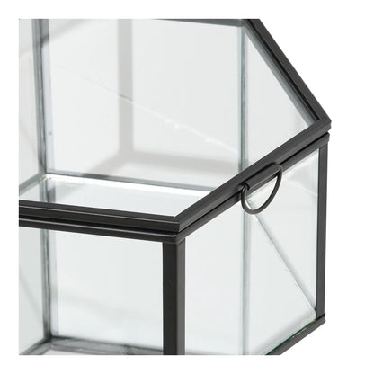 Varnelle Aufbewahrungsbox Glas Metallrahmen 2er Set Schwarz