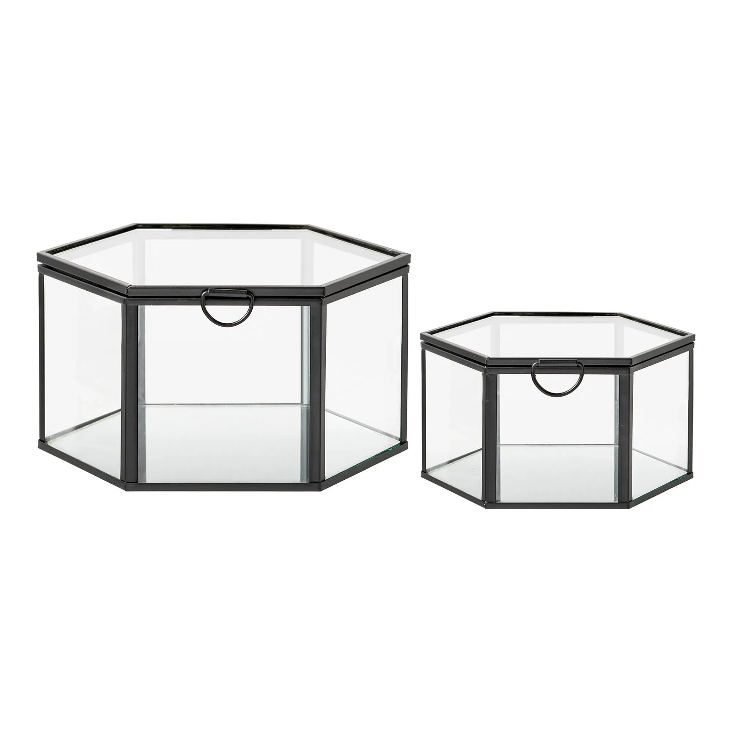 Varnelle Aufbewahrungsbox Glas Metallrahmen 2er Set Schwarz