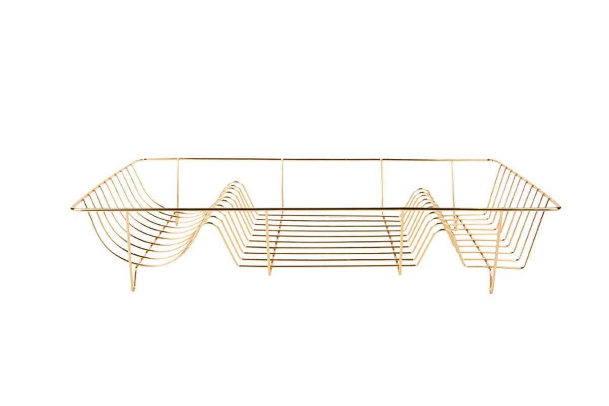 Luxusbetten24 Abtropfgestell Lino Goldfarbenes Design mit Schwarzer Auffangschale