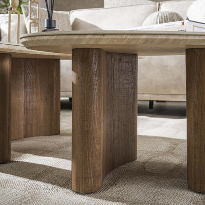 Orvella Couchtisch 2er Set – Keramikplatte in Travertinoptik, organische Form
